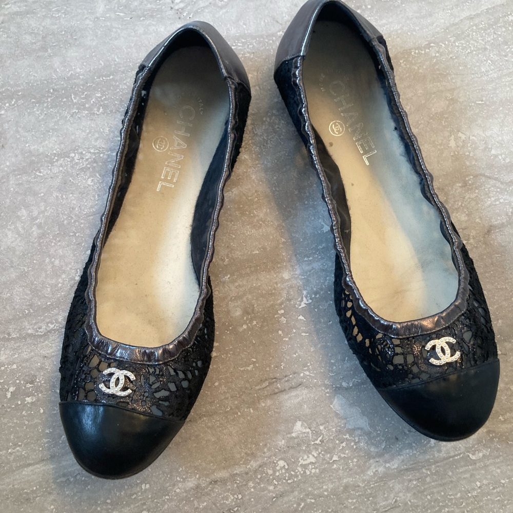 Chanel ballet flats pearl 39 1/2 - Picture 2 of 5